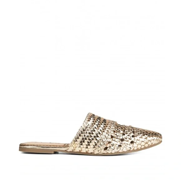 Sam Edelman Gold Woven Women's Mules - Picture 7 of 7